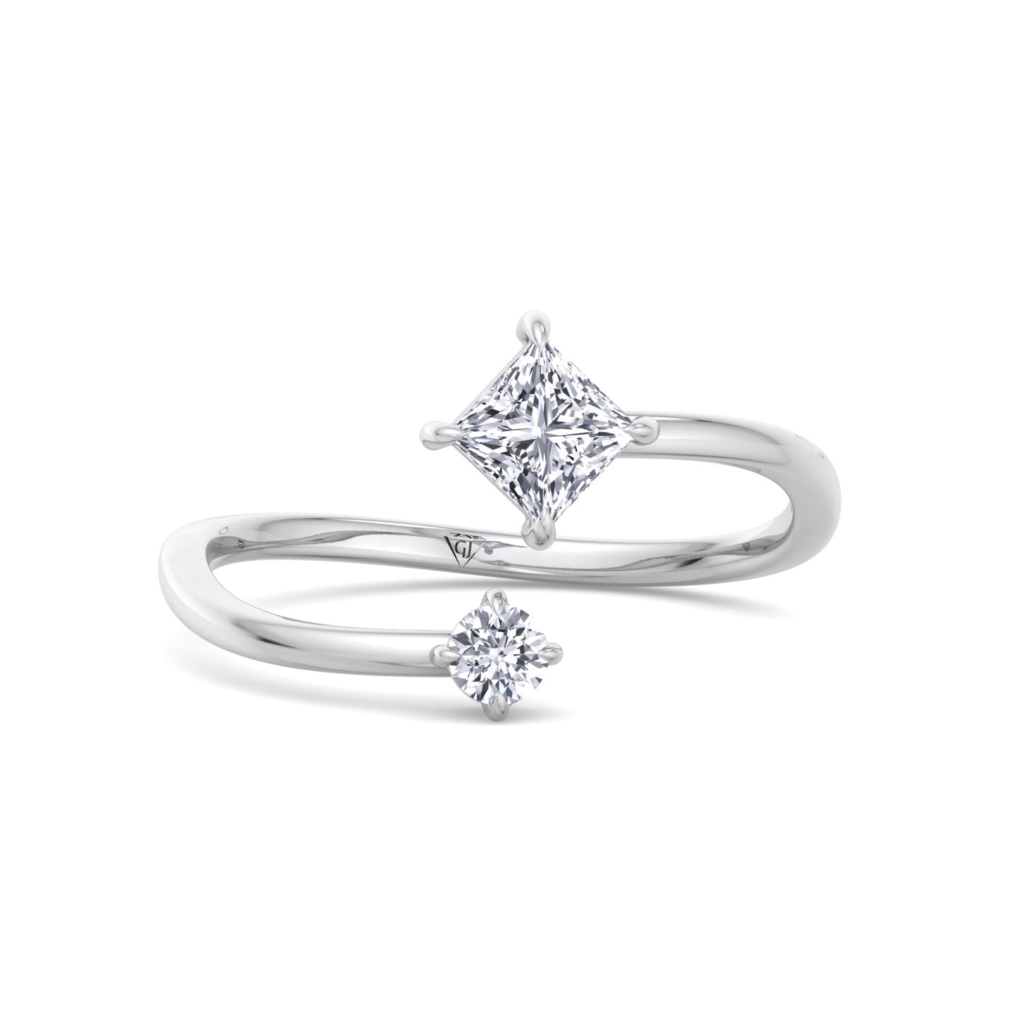 Ora - Princess & Round Cut Diamond Stackable Ring - Gem Jewelers Co