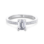 Ferizia - Emerald Shape Diamond Engagement Ring with Channel Set Band - Gem Jewelers Co