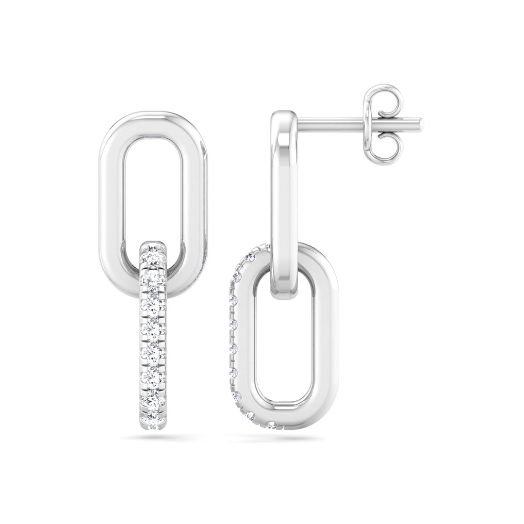 YG Paperclip Chain Lab Grown Diamond Earrings