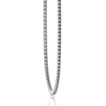 Double Setting Natural Diamond Tennis Necklace (3-Prong & 4-Prong) in 14K Solid Gold White 
