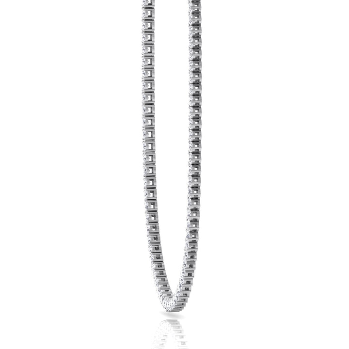 Double Setting Natural Diamond Tennis Necklace (3-Prong & 4-Prong) in 14K Solid Gold White 