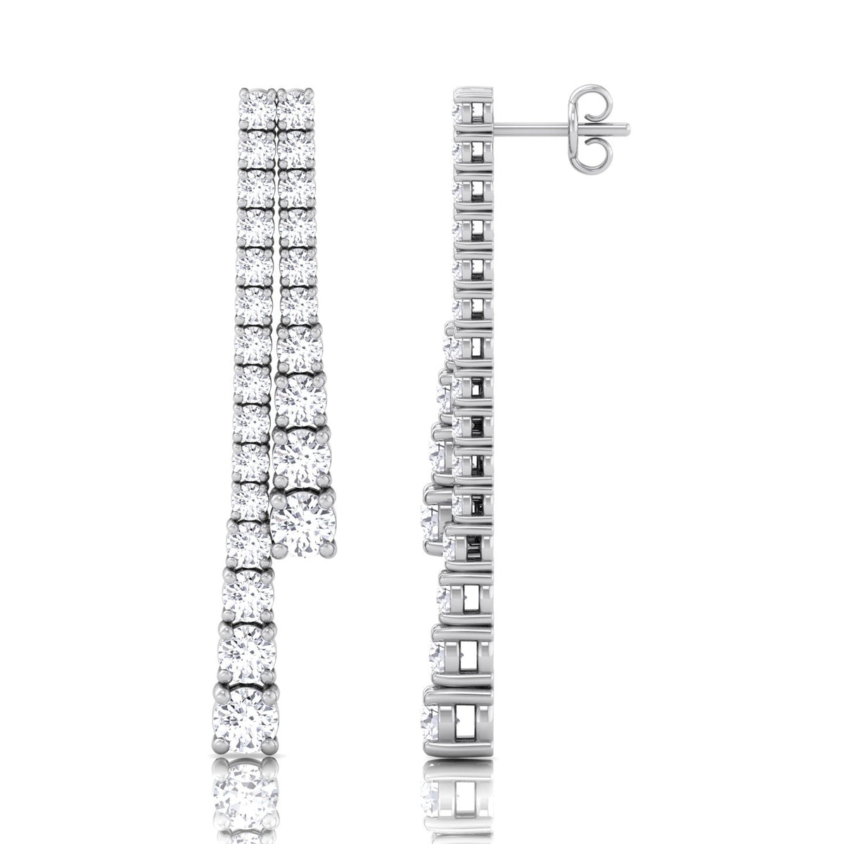 Double-Strand-Graduated-Natural-Diamond-Dangle-Earrings-18K-White-Gold 