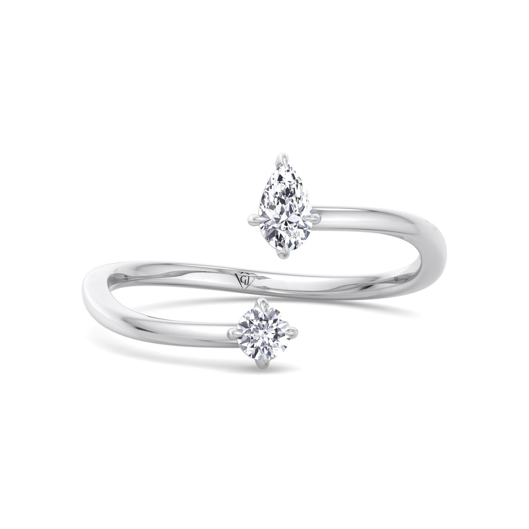 Calista - Pear & Round Cut Diamond Stackable Ring