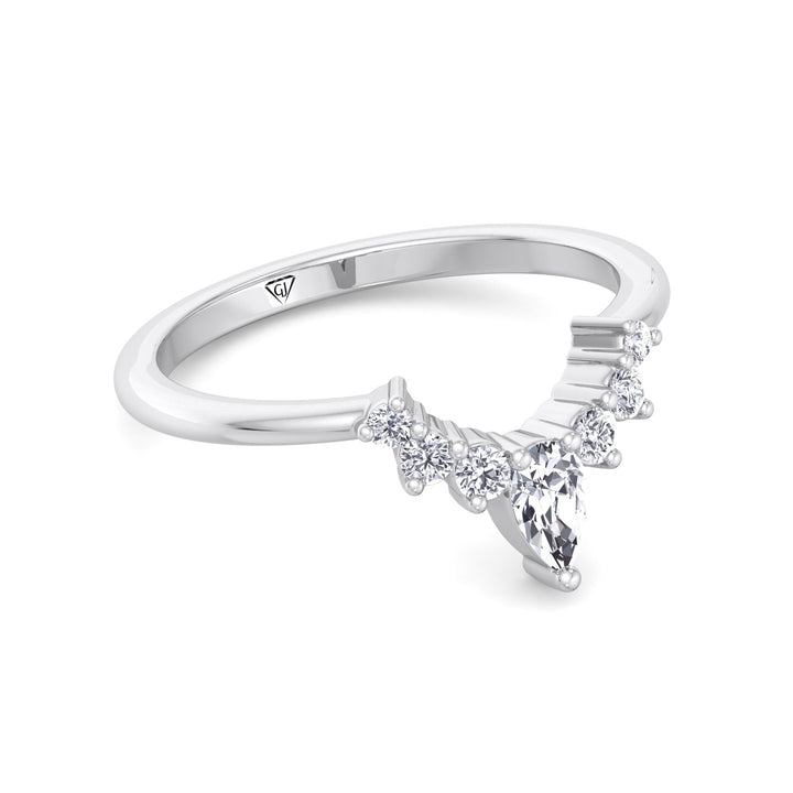 WG Pear Shape Natural Diamond Curved Tiara Engagement Ring 3