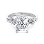 Carmela - Radiant Shape Hidden Halo Diamond Engagement Ring With Clustered Side Stones - Gem Jewelers Co