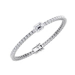 Athena - 7CT T.W Single Stone Emerald Shape Bezel Natural Diamond Tennis Bracelet - Gem Jewelers Co