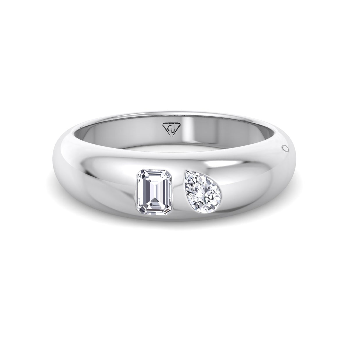Verdiana - Toi et Moi Domed Bezel Set Diamond Ring - Gem Jewelers Co