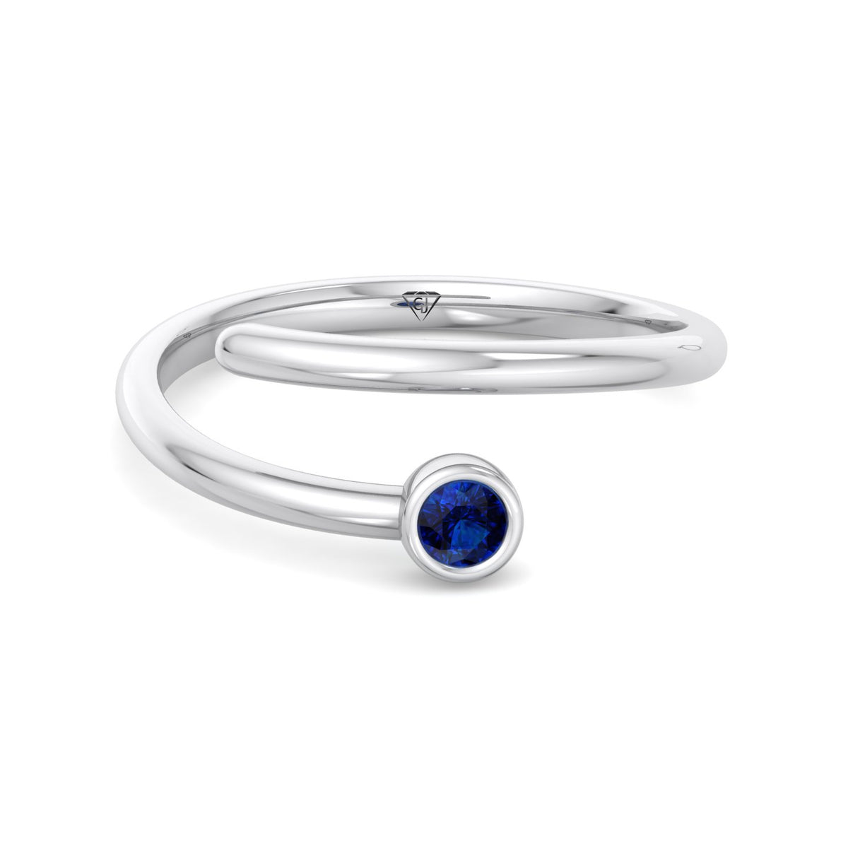 Bleu - Round Cut Blue Sapphire Bezel Set Stacking Ring - Gem Jewelers Co