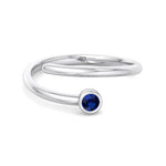 Bleu - Round Cut Blue Sapphire Bezel Set Stacking Ring - Gem Jewelers Co