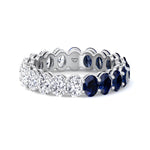 Eclair - Oval Shape Diamond and Blue Sapphire Eternity Band - Gem Jewelers Co