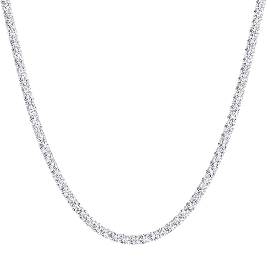 Non-Flip 4-Prong Natural Diamond Tennis Necklace - 14K Solid Gold