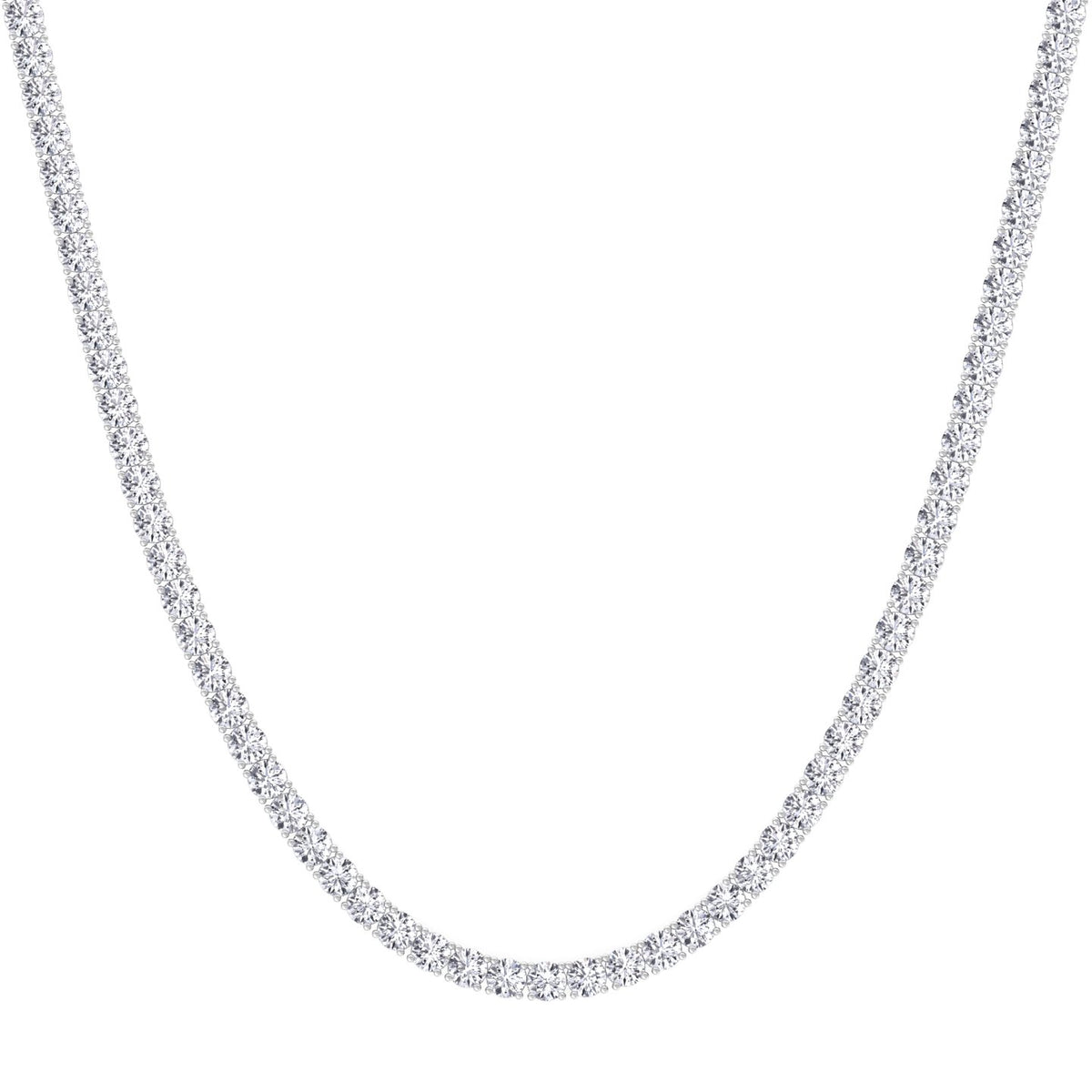 4 Prong Natural Diamond Tennis Necklace 14K White Gold