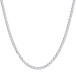 4 Prong Natural Diamond Tennis Necklace 14K White Gold