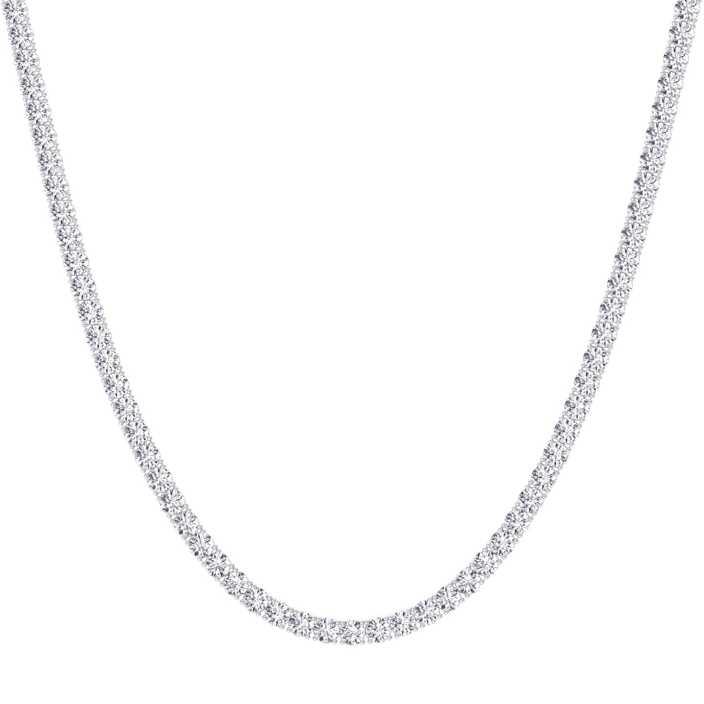 4 Prong Natural Diamond Tennis Necklace 14K White Gold