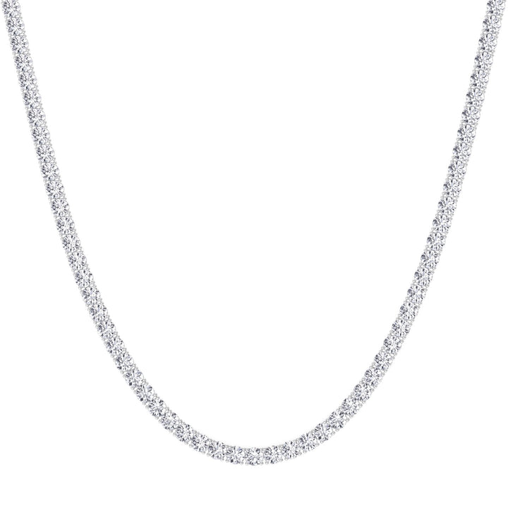 Non-Flip 4-Prong Natural Diamond Tennis Necklace - 14K Solid Gold
