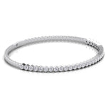 Hexagonal Bezel Set Natural Diamond Flexible Bangle White Gold 14K