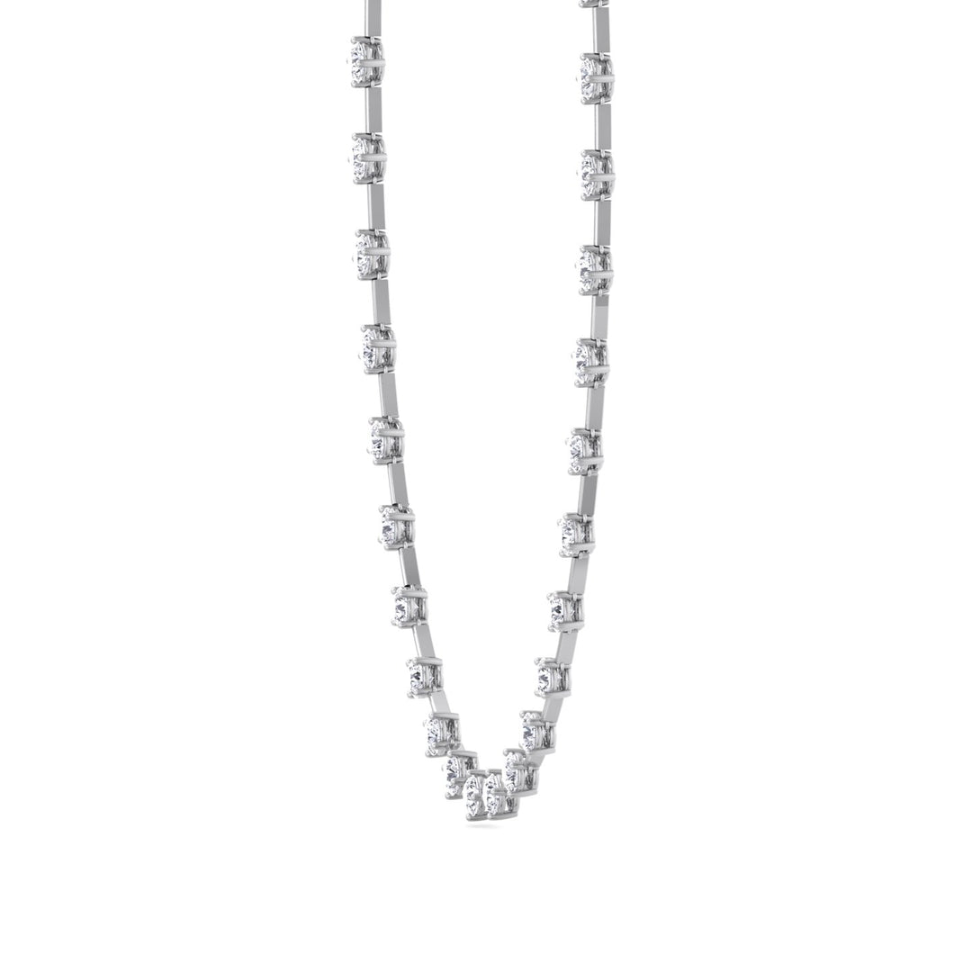 4-Prong Round Natural Diamond Bar Necklace White Gold