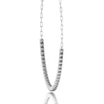 Paper Clip and Bezel Set Diamond Tennis Necklace-14K- All White Gold