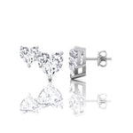 Double Heart Natural Diamond Studs-18K-White Gold