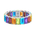 Cartia - Multi-Color Emerald Shape Eternity Band - Gem Jewelers Co