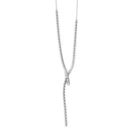 Crown Prong Knot Style Diamond Lariat Necklace White Gold