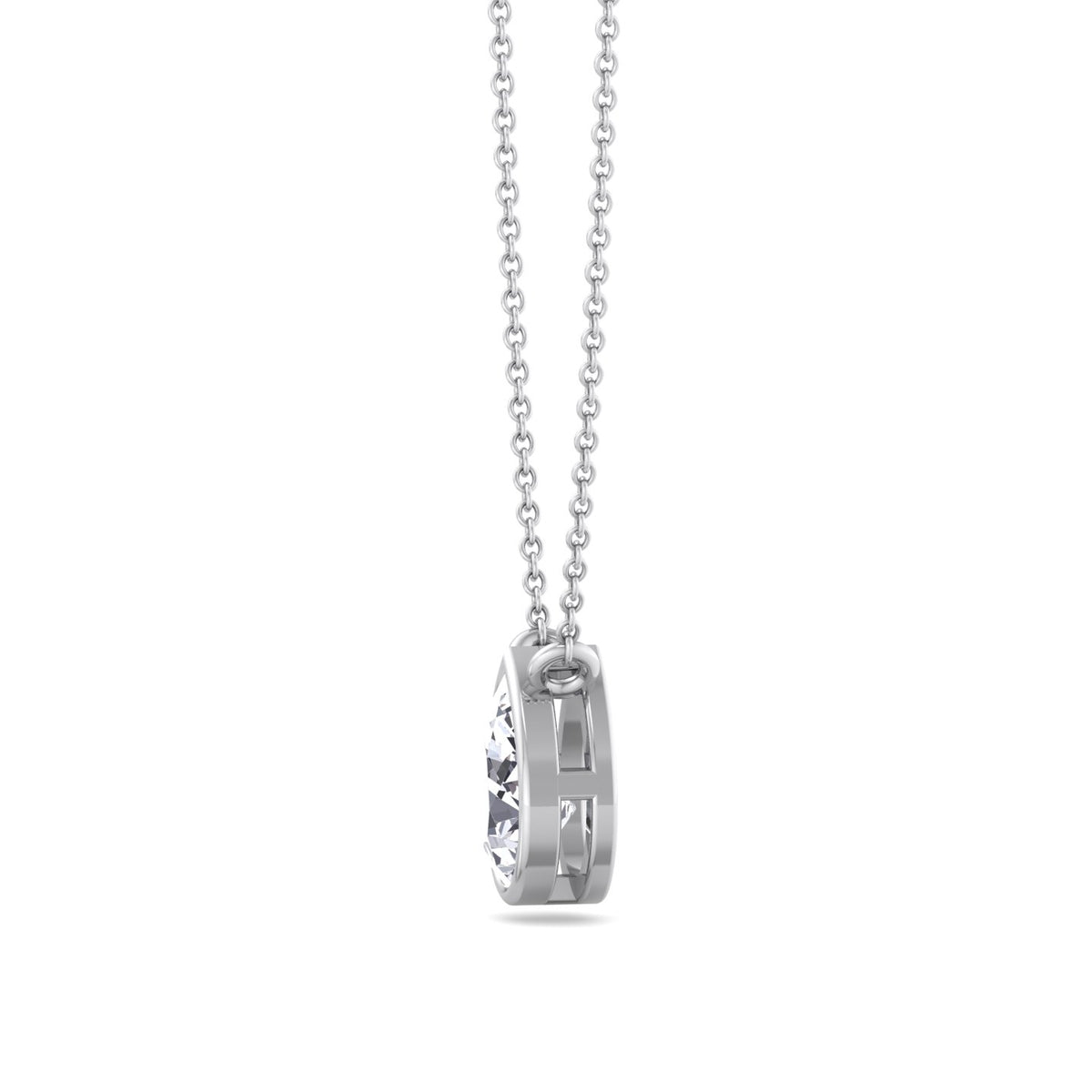 Miza - Bezel Set Pear Shape Diamond Pendant - Gem Jewelers Co