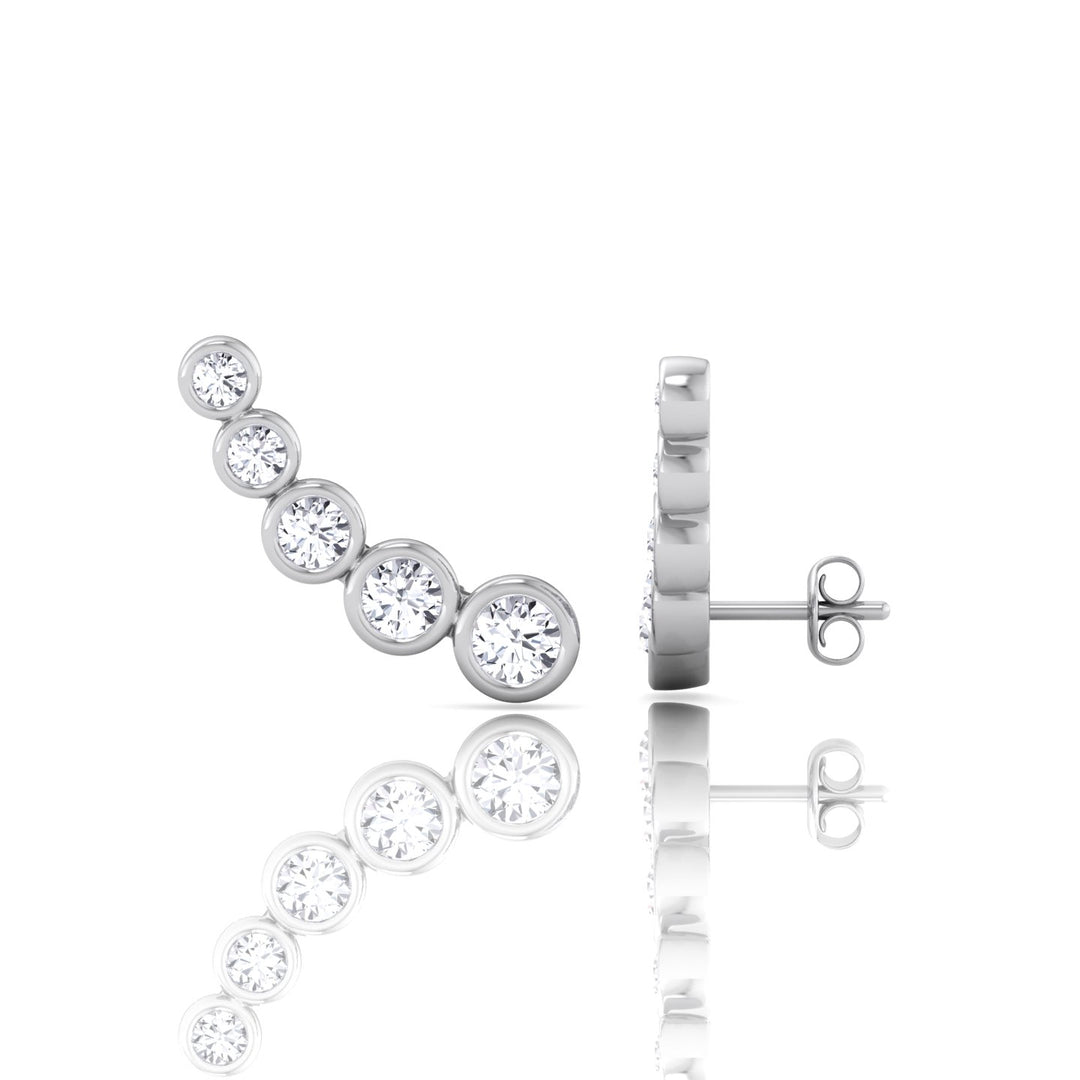 .75CT Round Shape Bezel Set Natural Diamond Cuff Earrings