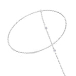 Bezel Set Round Shape Natural Diamond Hand Ring Chain White Gold 0.75ct