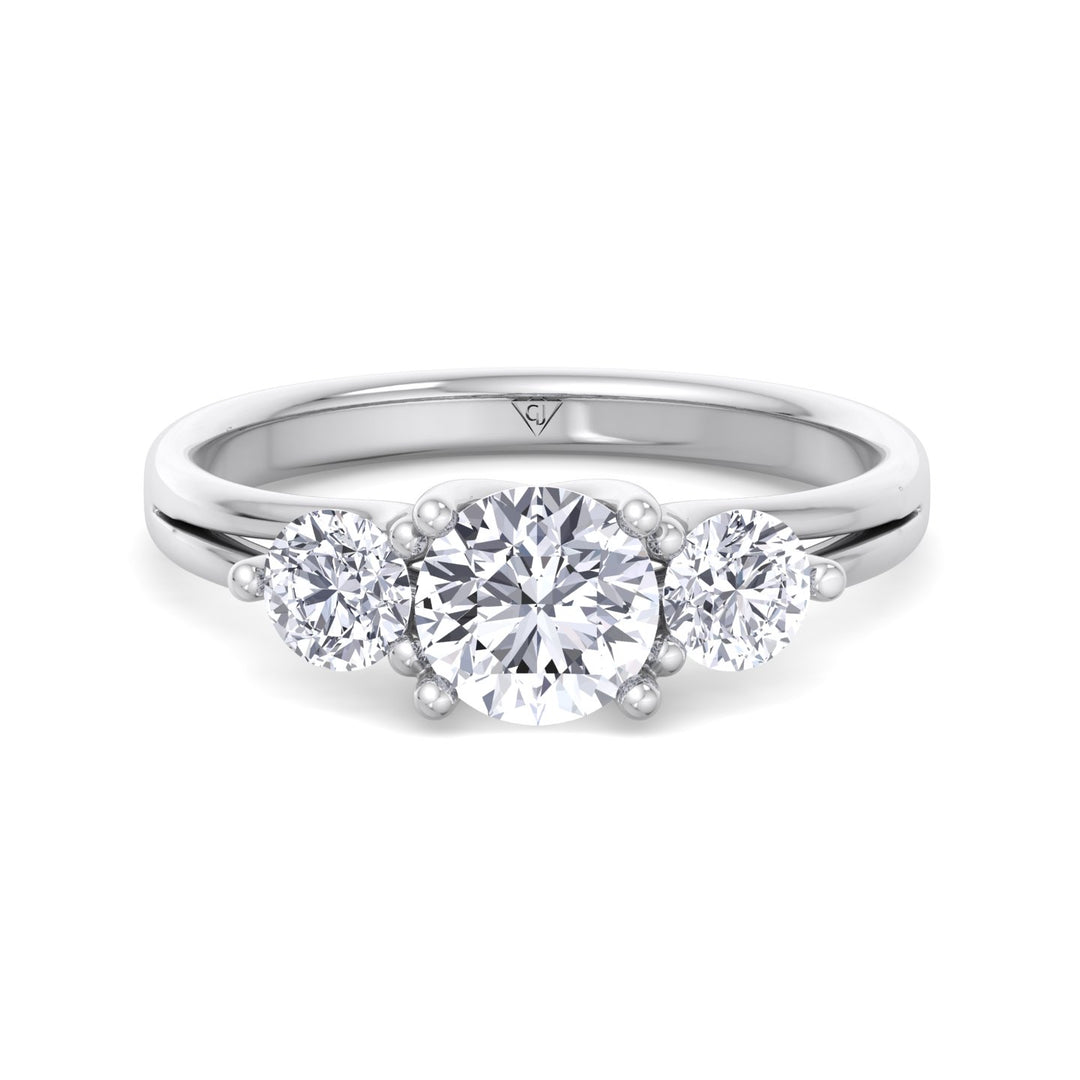 3 Stone Round Shape Natural Diamond Engagement Ring