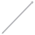 Bezel oval natural diamond tennis bracelet 14K white gold

