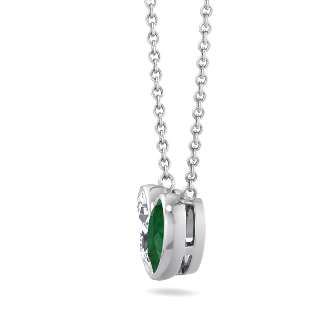Patriz - Pear Shape Green Emerald and Natural Diamond Pendant Necklace - Gem Jewelers Co