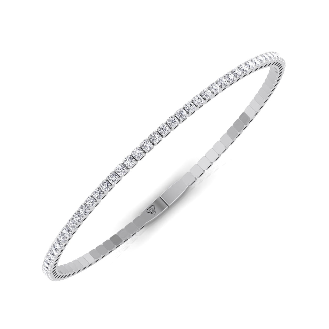 Flexible Round Natural Diamond Full Bangle in 14K Solid Gold