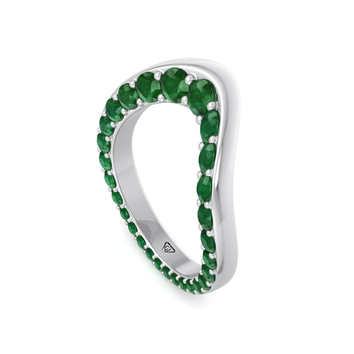 Natural Green Emerald Invisible Halo Eternity Band White Gold