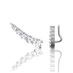 Graduated Round Shape Natural Diamond Cuff Earrings White Gold 14K