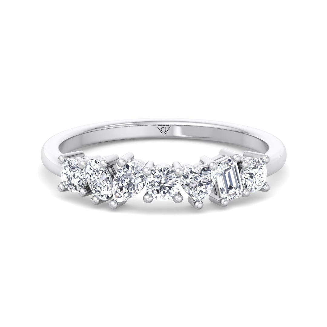 Multi Shape Half Way Natural Diamond Eternity Band White Gold 14K