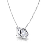 Toi Et Moi Pear & Emerald Cut Natural Diamond Pendant-14K-18K-White Gold