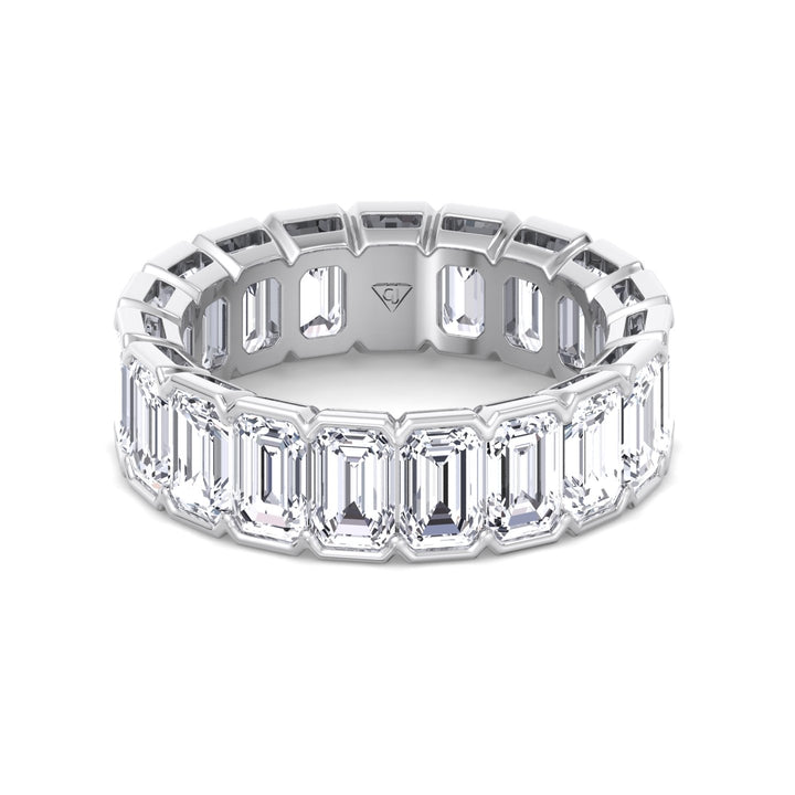 Half Bezel Set Emerald Cut Natural Diamond Eternity Band