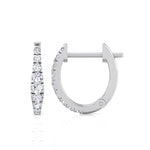Graduated Round Shape Natural Diamond Huggie Hoop Earrings White Gold 14K