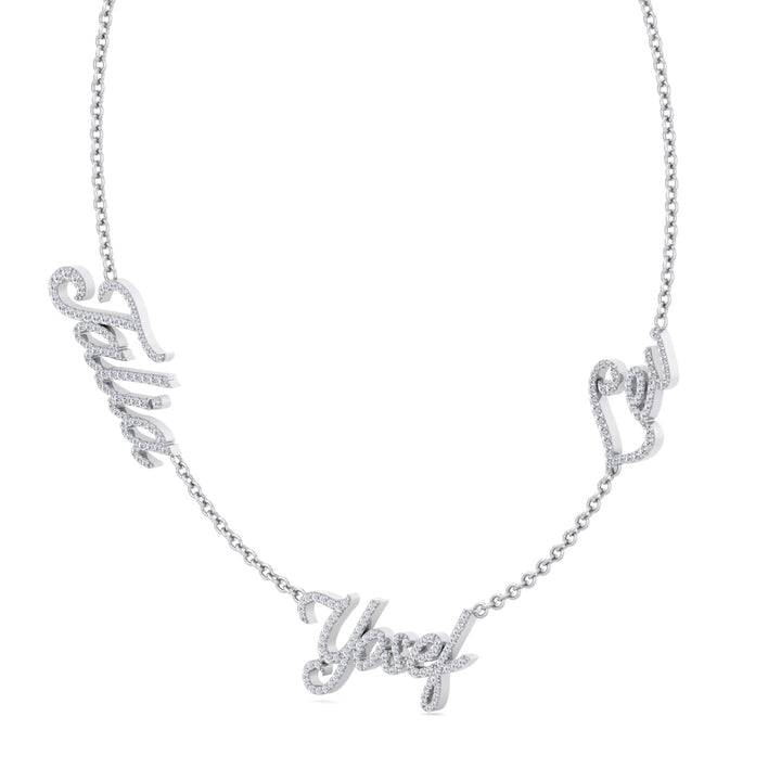 1.50CT T.W. Custom 3 Name Diamond Necklace - Gem Jewelers Co