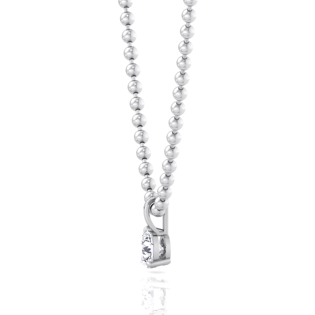 Natural Diamond-Beaded Necklace- with-Round Pendant-14K-0.50CT-1CT-White Gold