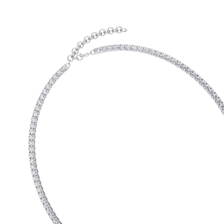 Adjustable 4-Prong Graduated Natural Diamond Tennis Necklace White Gold 14K