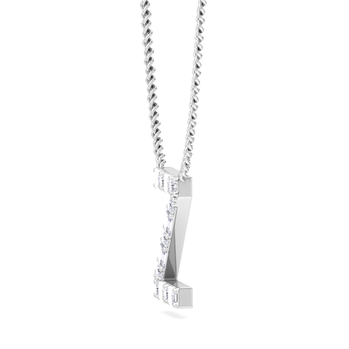Z Initial Natural Diamond Pendant Necklace White Gold