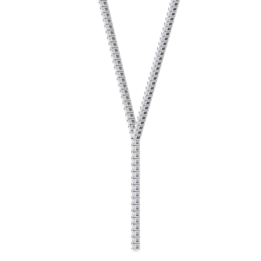 4 Prong Natural Diamond Y Drop Tennis Necklace WG 5