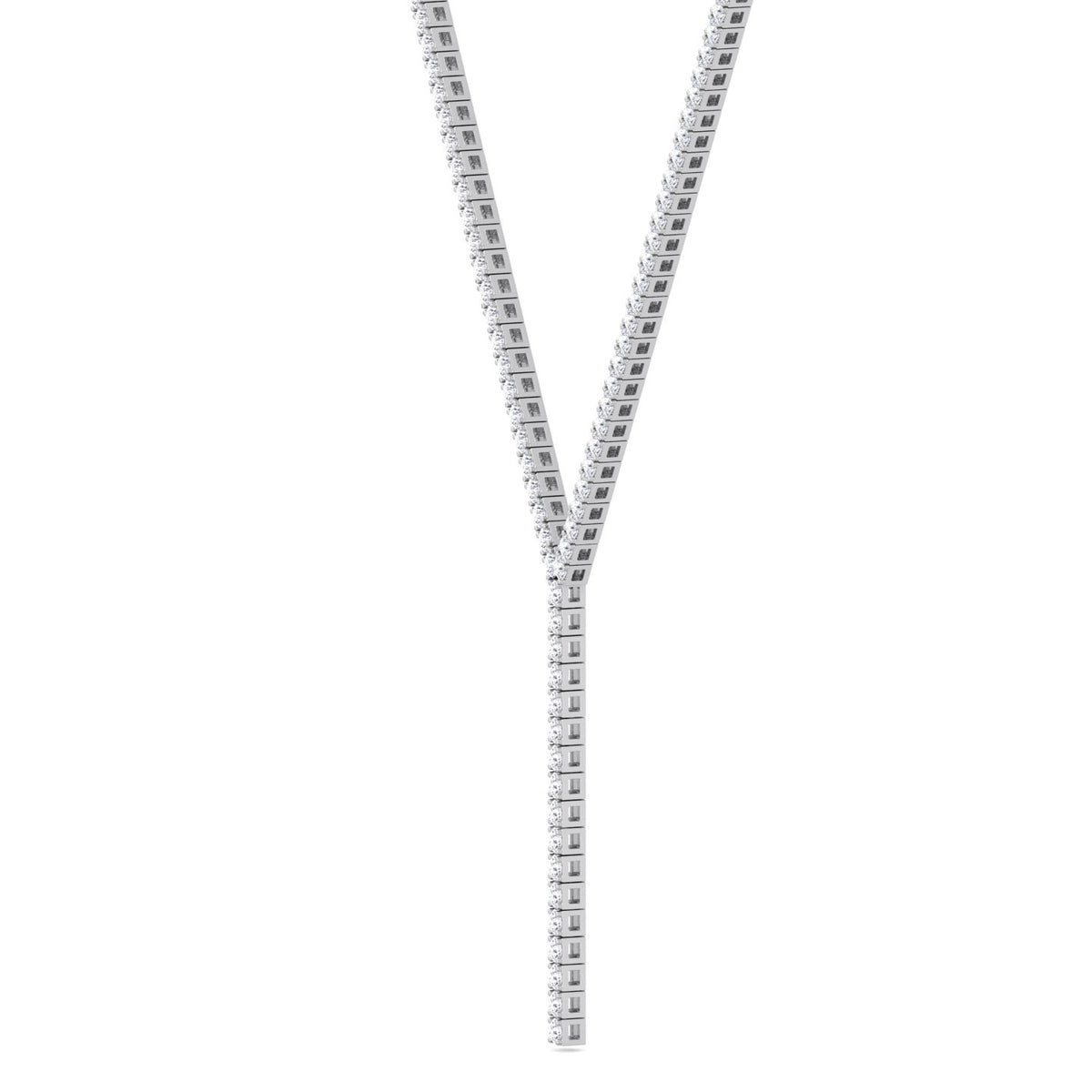4 Prong Natural Diamond Y Drop Tennis Necklace WG 5