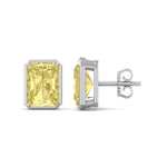 Natural Fancy Yellow Radiant Cut Diamond Studs White Gold 14K