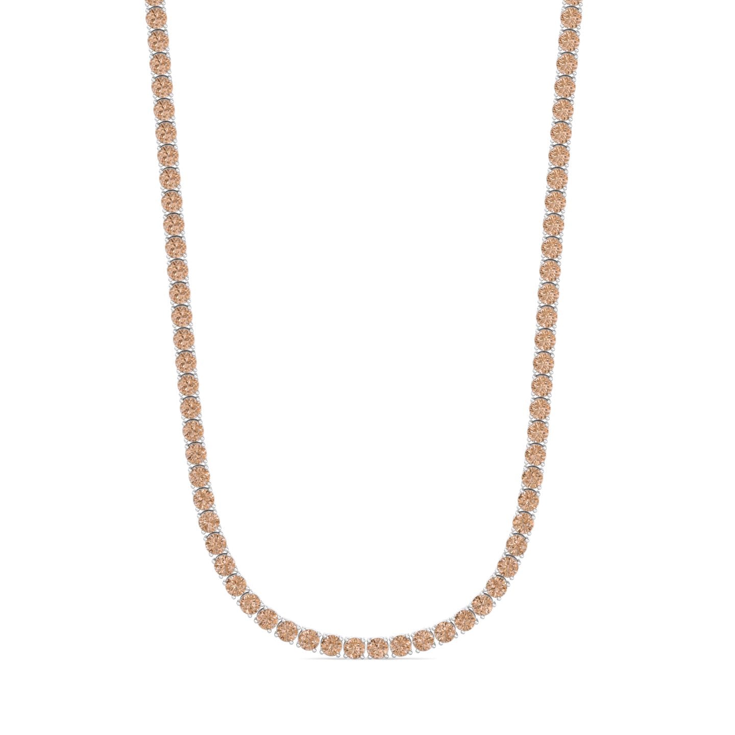 18K Gold Champagne Diamond Tennis Necklace – 4-Prong Setting
