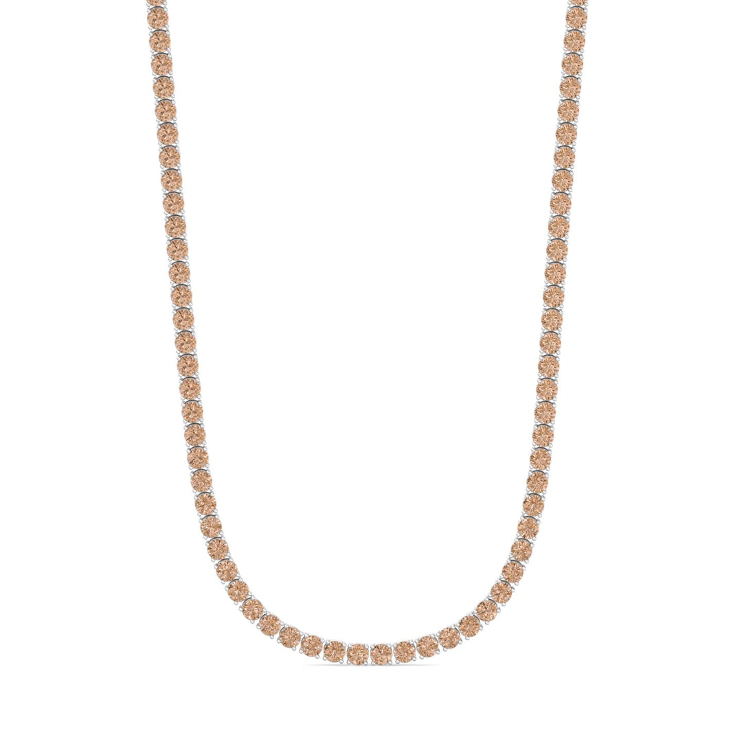 4 Prong Champagne Diamond Tennis Necklace 14K Solid Gold