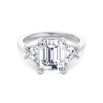 Paolina - 3 Stone Emerald & Trapezoid Diamond Engagement Ring - Gem Jewelers Co