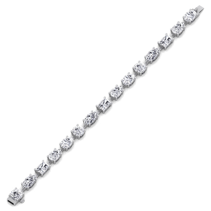 Mixed Shape Natural Diamond Tennis Bracelet White Gold