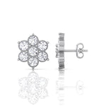 Vintage Style Natural Diamond Flower Earrings White 